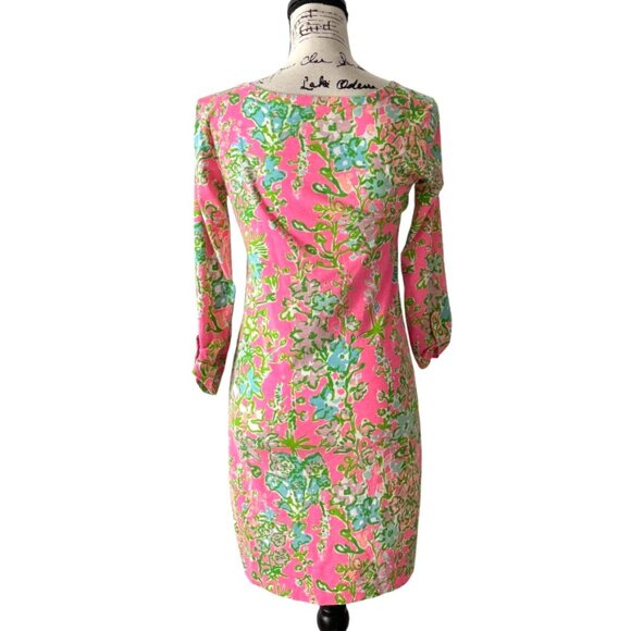 Lilly Pulitzer Palmetto T-Shirt Dress Floral Pink Green Pima Cotton Women XS - Picture 4 of 9